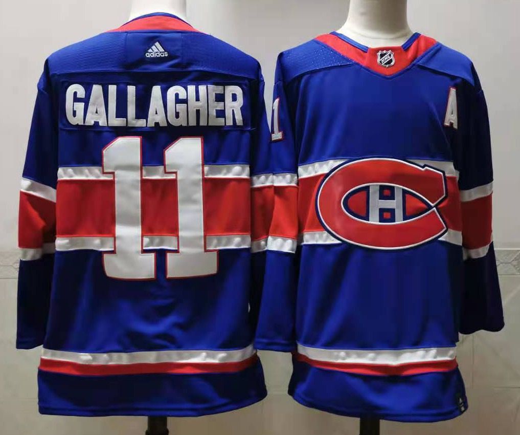 Cheap Men Montreal Canadiens 11 Gallagher Blue Throwback Authentic Stitched 2020 Adidias NHL Jersey